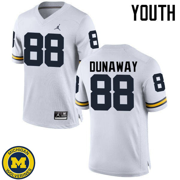 Youth Michigan Wolverines #88 Jack Dunaway White Player Jersey